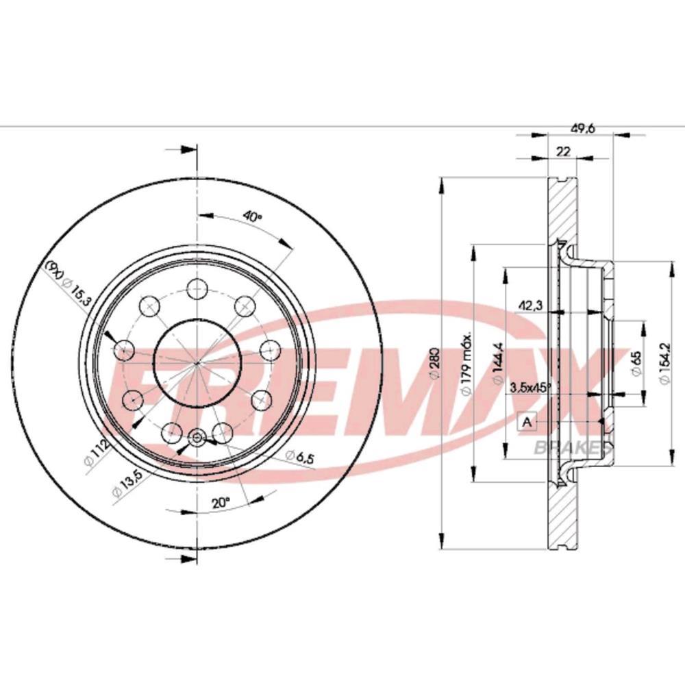 Disco De Freio Dianteiro Audi A3 Vw Jetta Fremax Bd5614