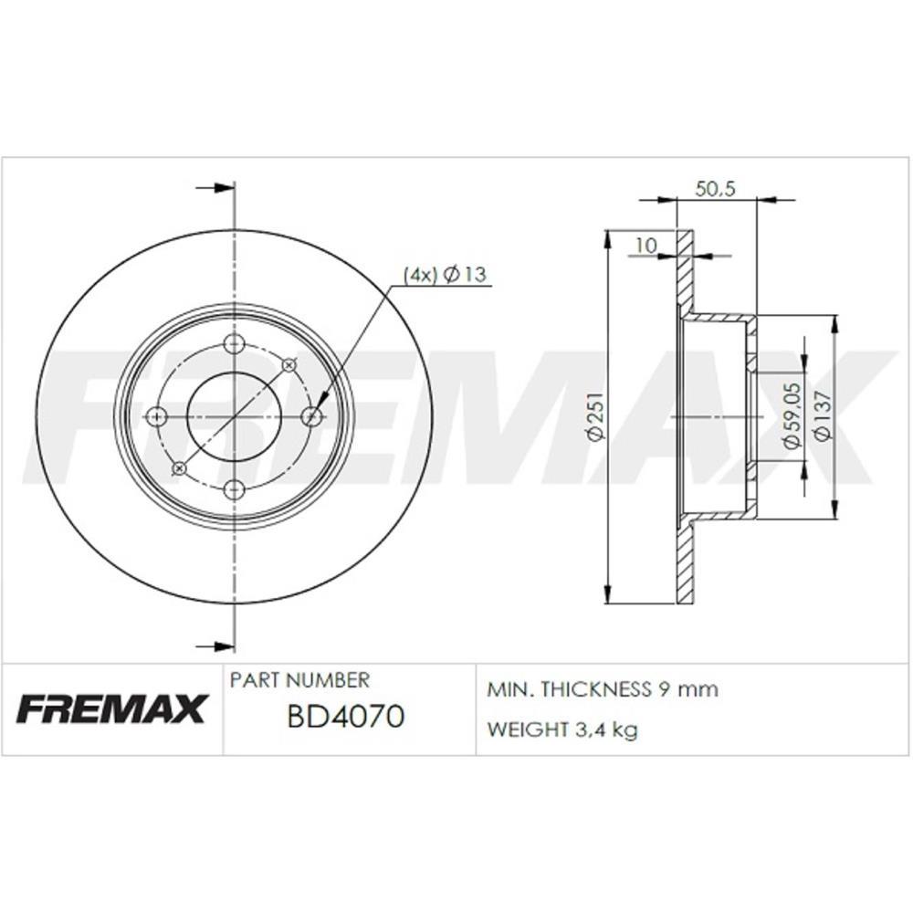 Disco De Freio Par Tras Punto Stilo Linea Fremax Bd4070
