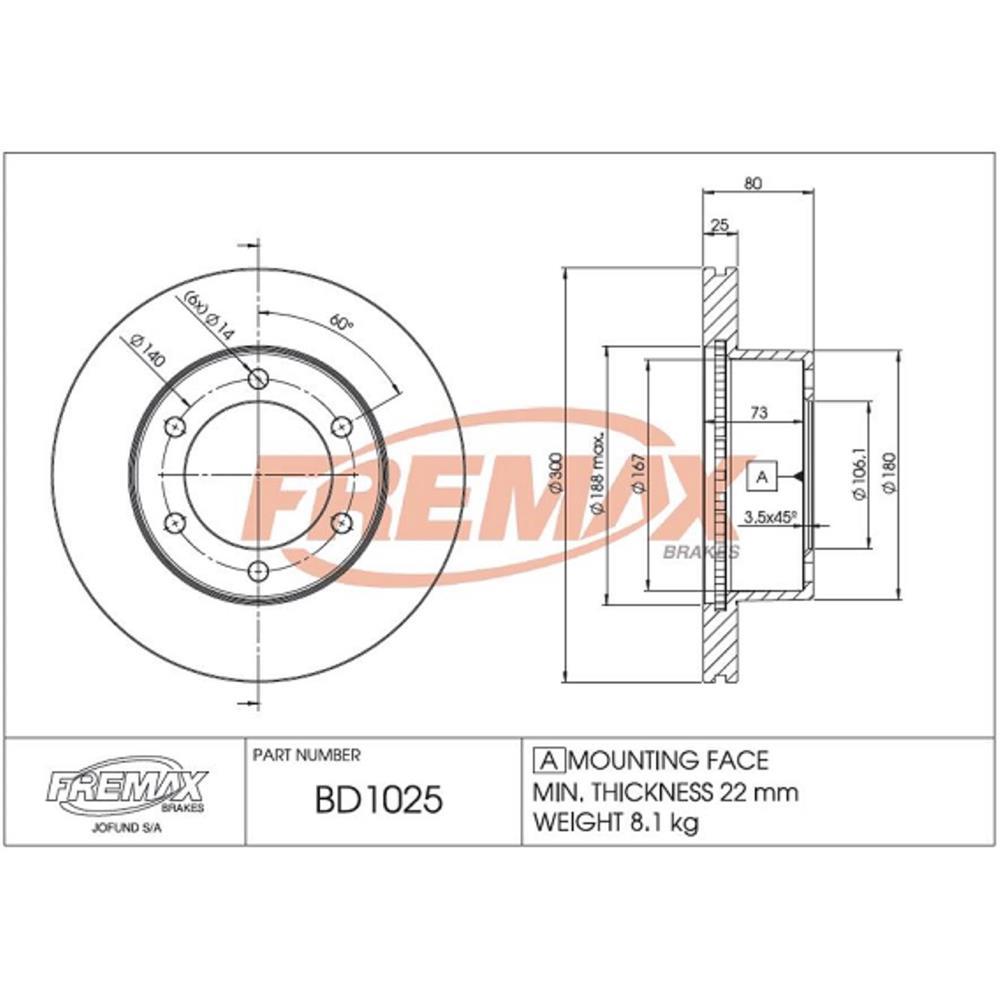 Disco De Freio Par Dianteiro Troller T4 Fremax Bd1025