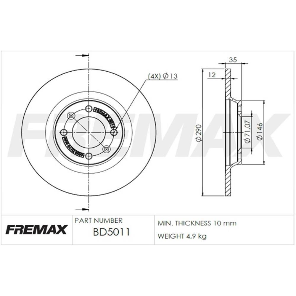 Disco Freio Traseiro Citroen C4 1.6 2.0 Pallas Vtr Ds4 Ds5 Fremax Bd5011