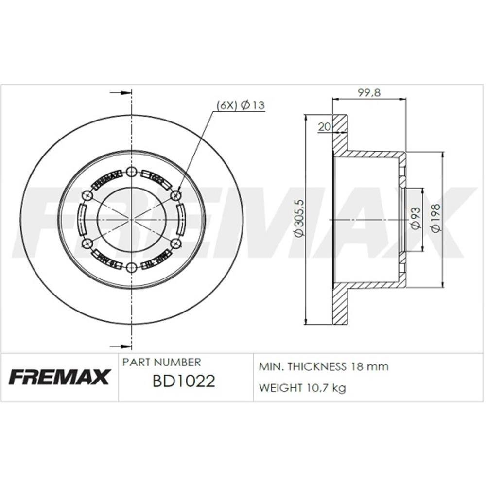 Disco Freio Traseiro Troller T4 3.2 4X4 2013/ Fremax Bd1022
