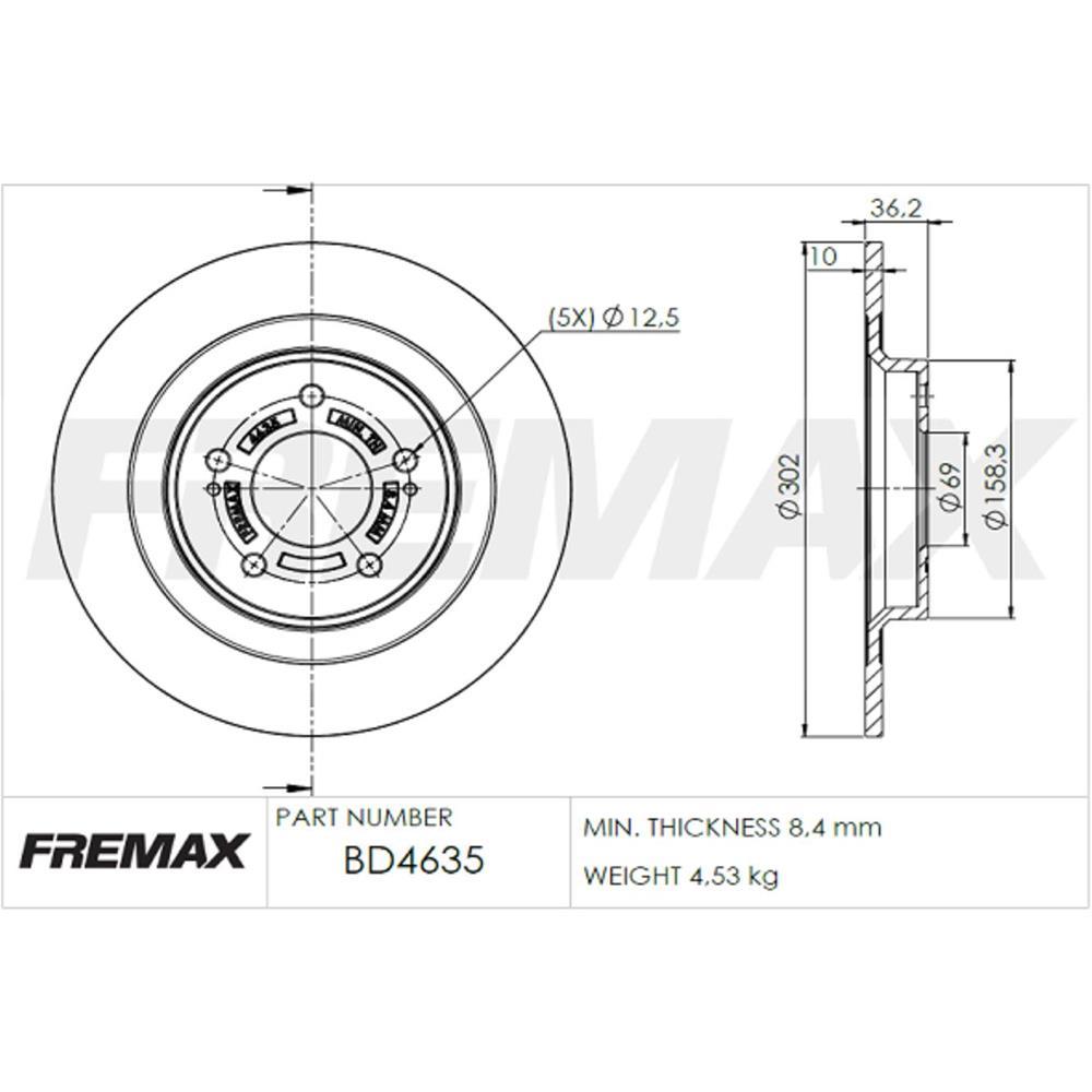 Disco Freio Traseiro Mitsubishi Asx Eclipse Outlander Fremax Bd4635