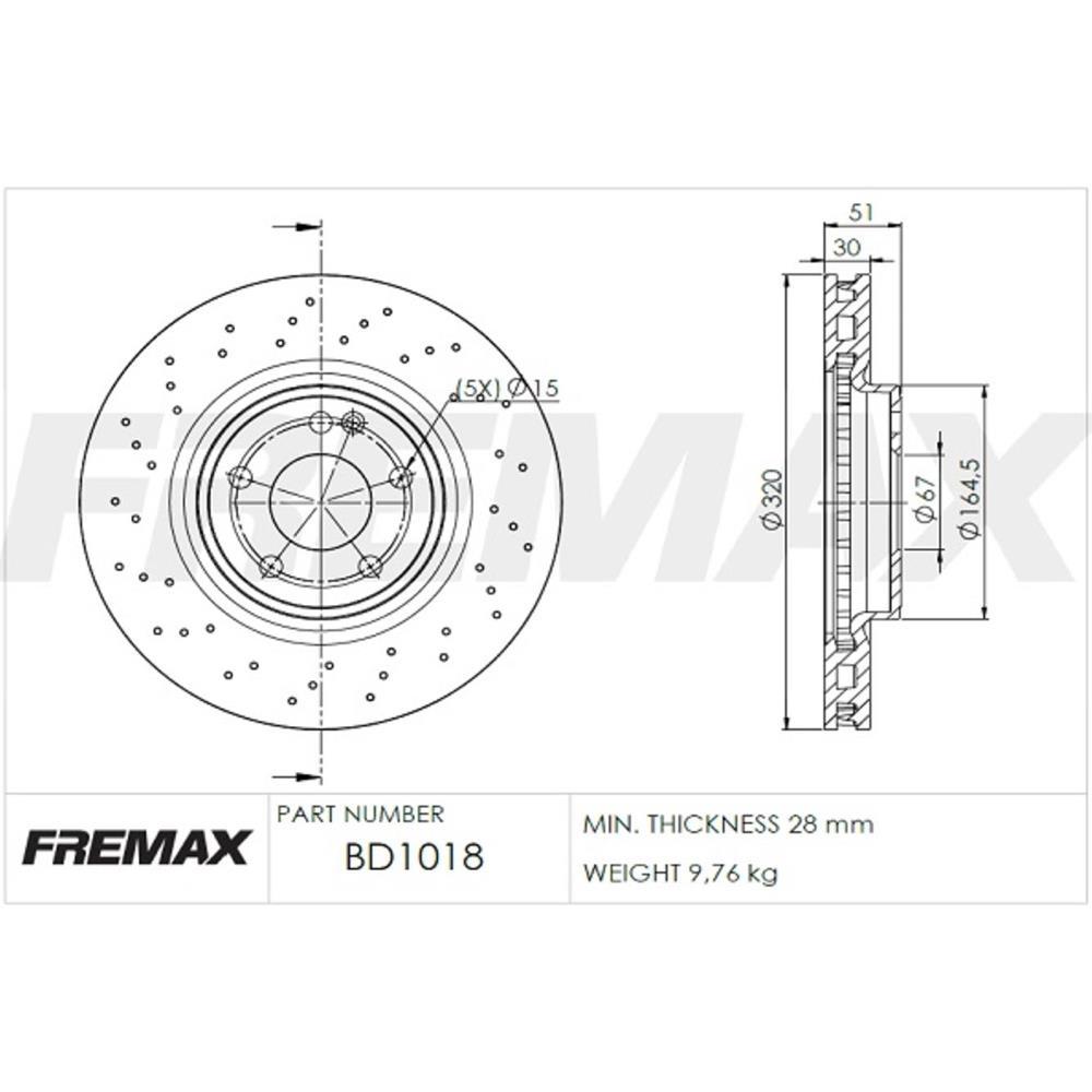 Disco Freio Dianteiro Mercedes Benz A250 Cla250 Gla250 Fremax Bd1018
