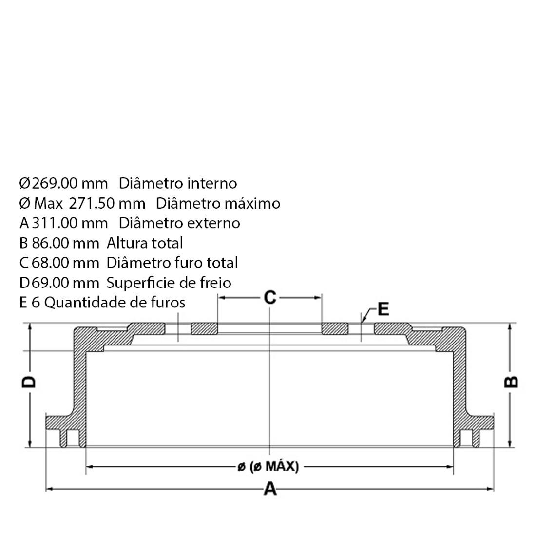 Tambor Freio Traseiro Nissan Frontier 2017 Fremax Bd4174